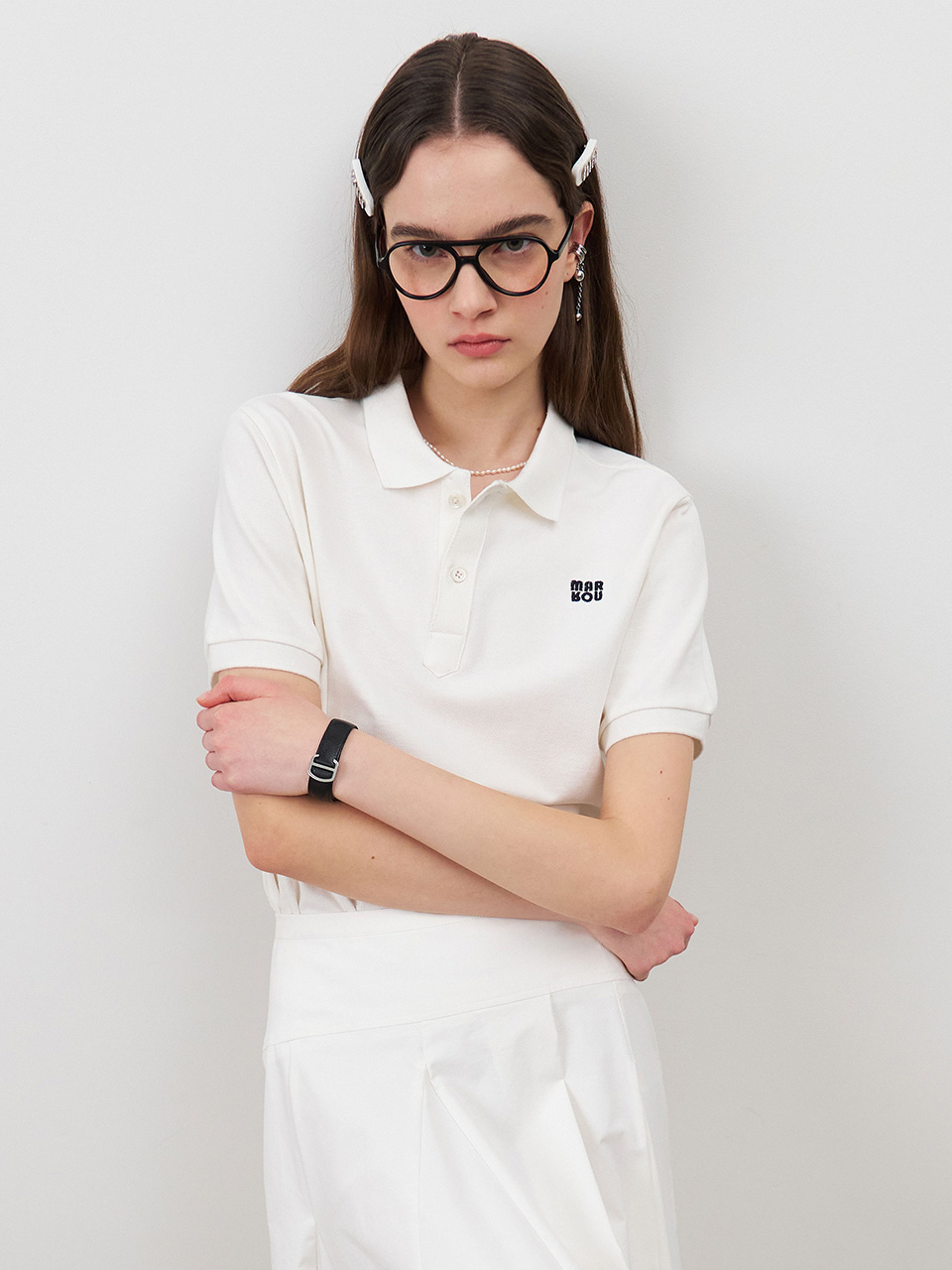 24 Spring_ Off White Polo T-Shirt [예약]데일리 여성의류